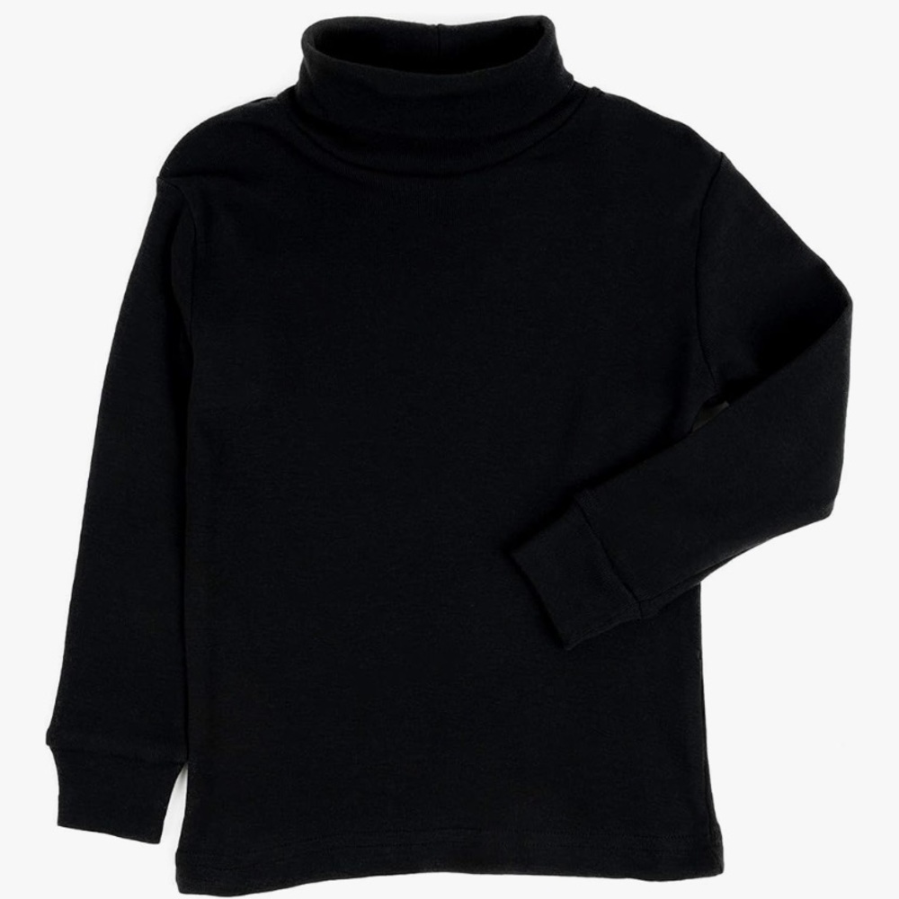 Toddler Girls/ Boys Solid Black Turtleneck Shirt 100% Cotton 3T